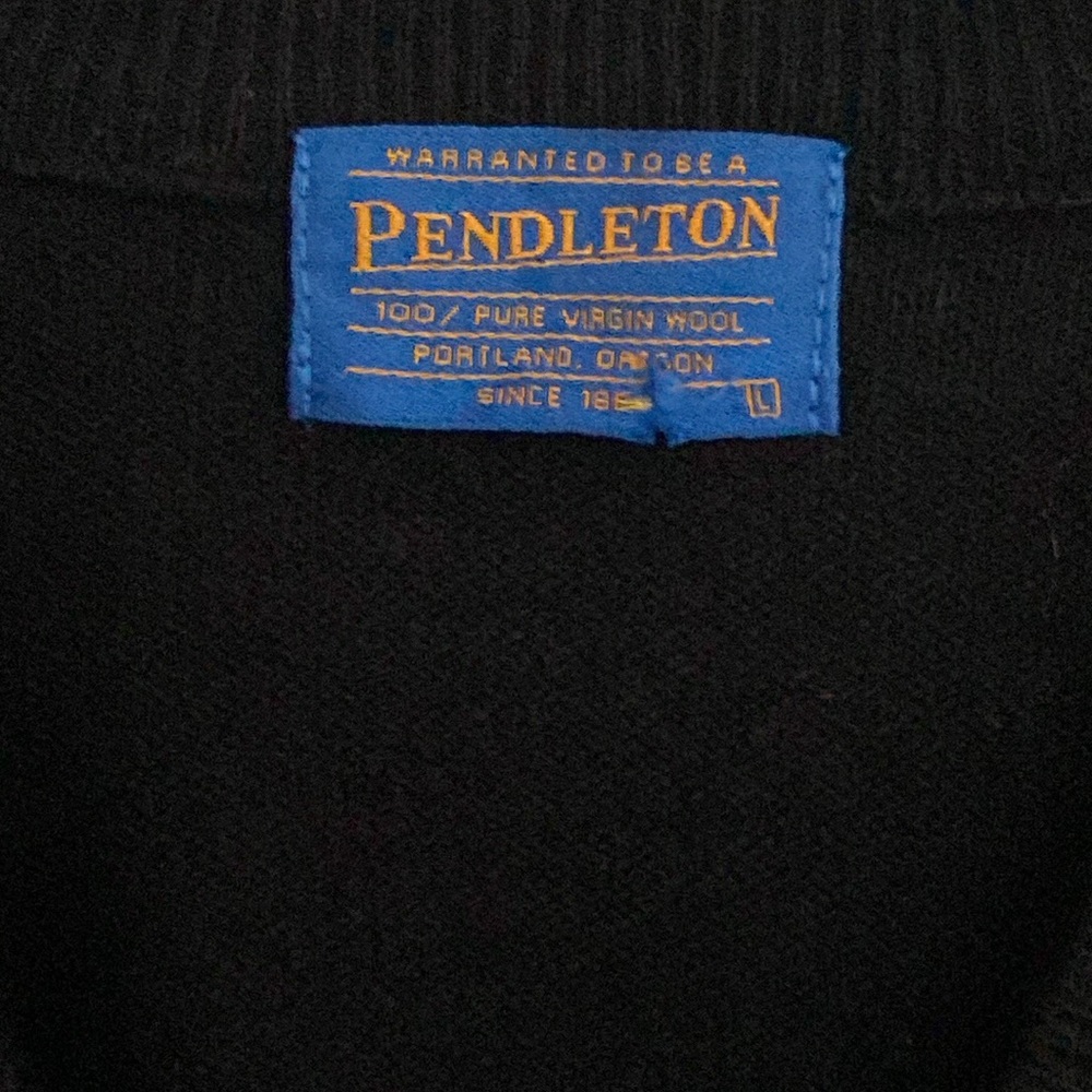 Pendleton Wool Grampa V- Neck Sweater Black Size … - image 2